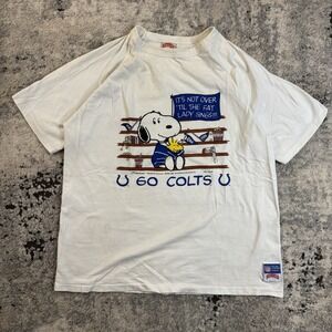 Vintage Snoopy Go Colts Nutmeg T-Shirt "Not Leaving Till The Fat Lady Sings"Rare